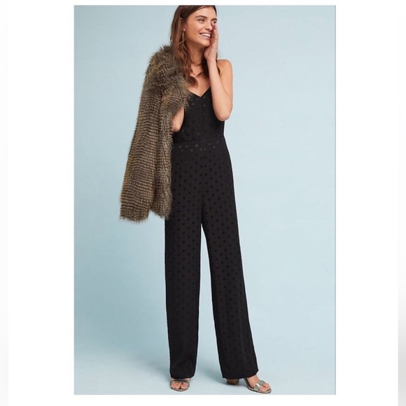 Anthropologie Pants - Anthropologie The Essential Jumpsuit Black Polka Dot sz 8 date night wedding